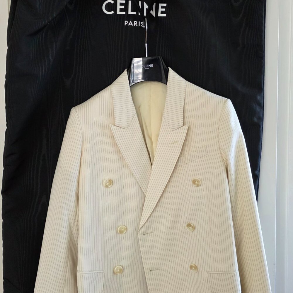 Celine Jude Blazer in Lightweight Striped Wool Ivoire/Noir Size 34